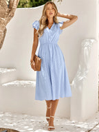 Chloe Flutter Sleeve Midi Dress