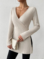 Alina Ribbed Knit Wrap Top