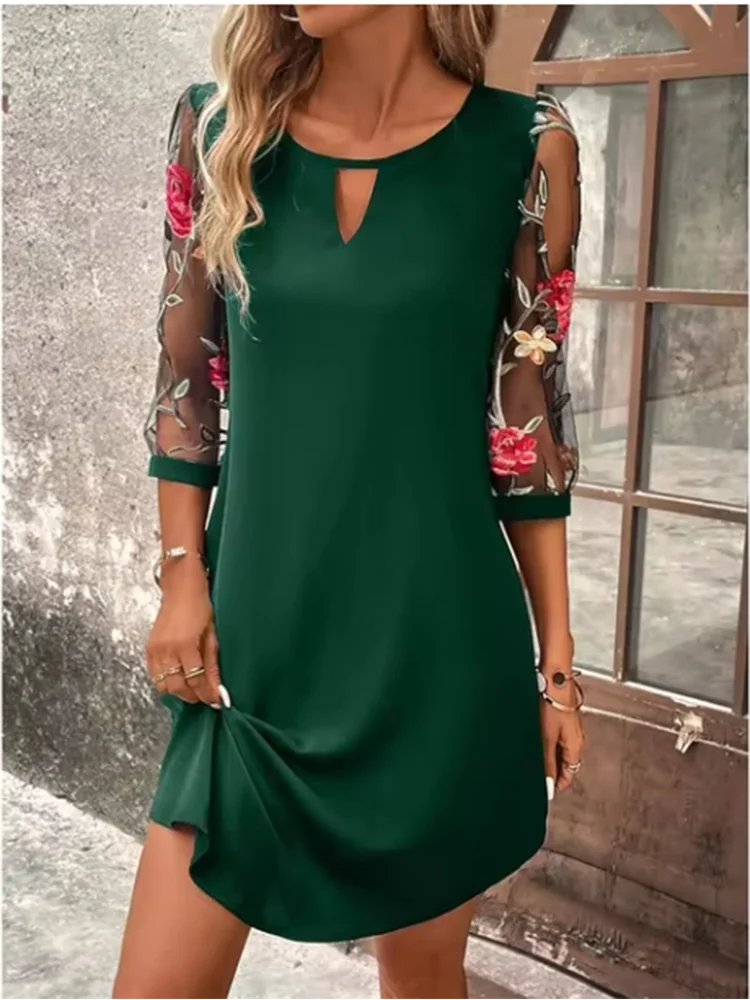 Mia Floral Embroidered Sleeve Dress