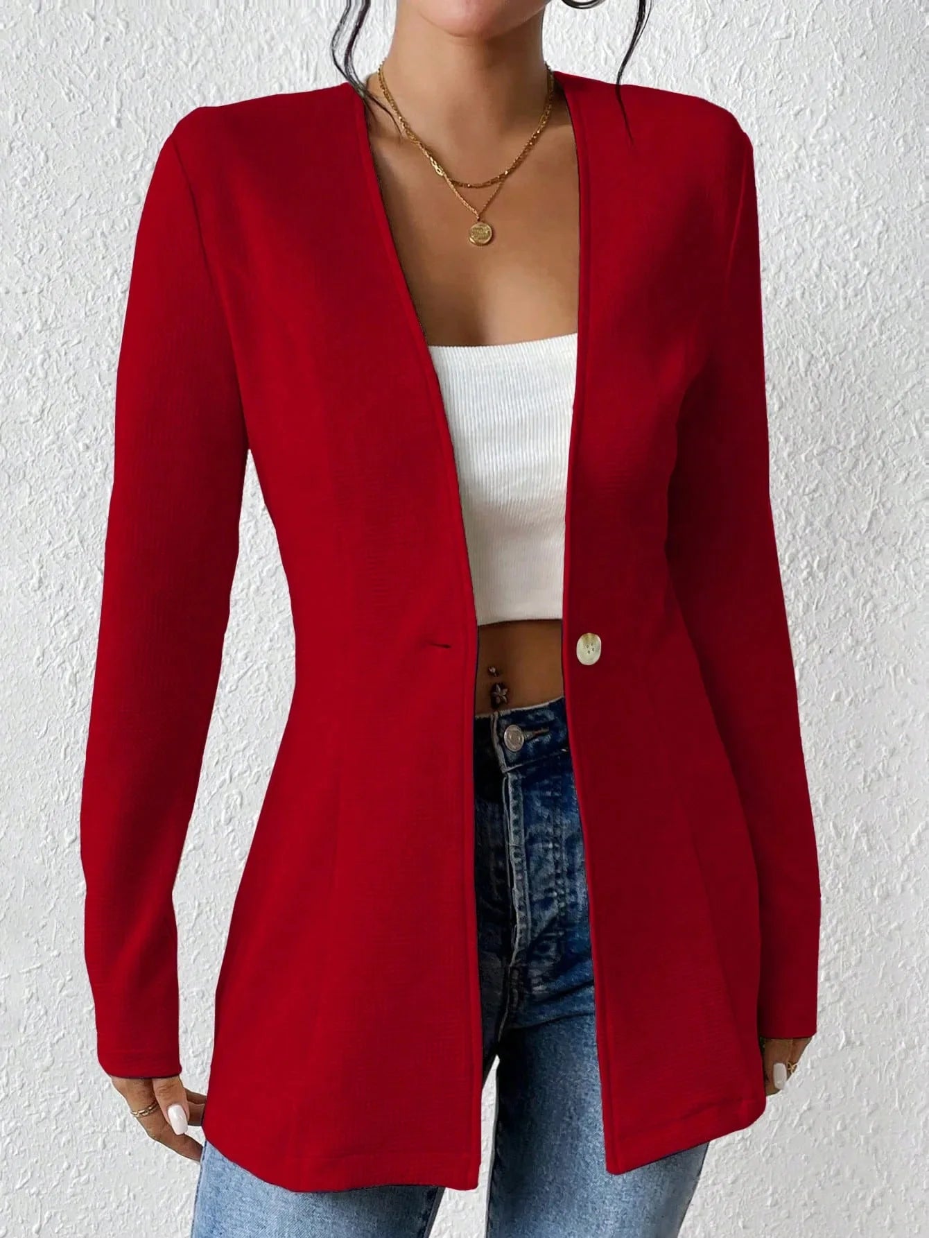 Isla One-Button Slim Blazer