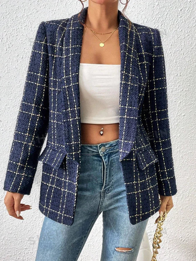 Vivienne Plaid Double-Breasted Blazer