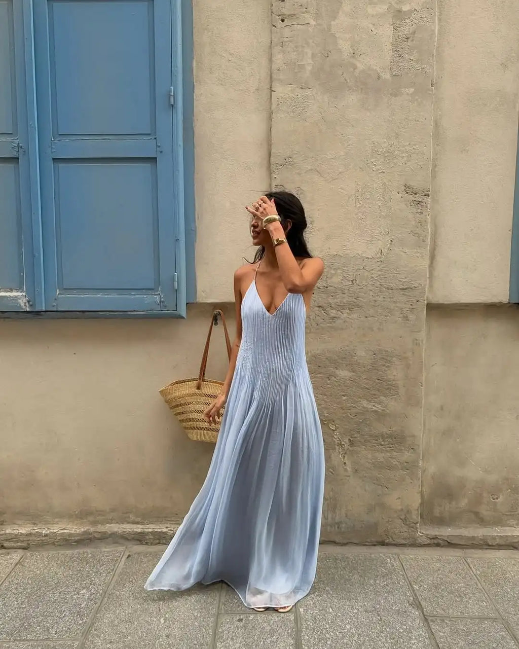 Alessia Pleated Maxi Dress