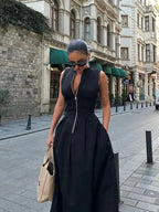 Vivienne Pleated V-Neck Maxi