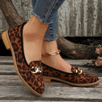 Leona Gold Chain Leopard Loafers