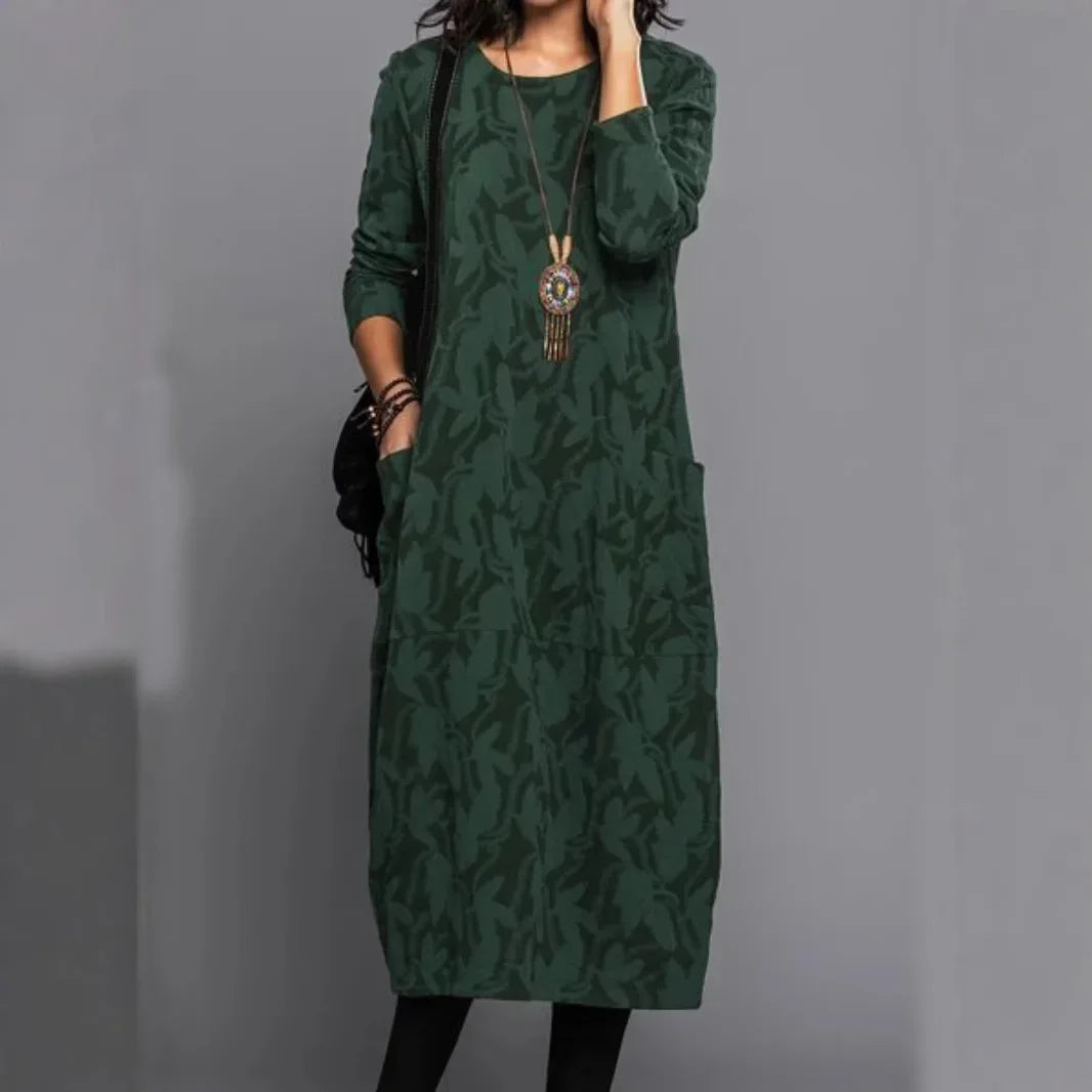 Nora Breezy Leaf Print Maxi Dress