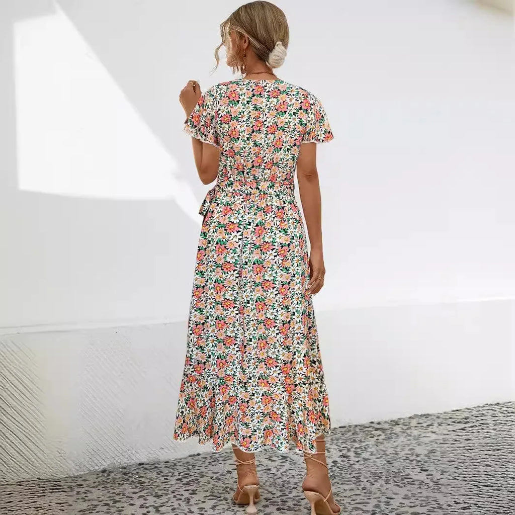 Claire Floral Ruffle Wrap Dress
