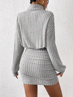 Elena Ribbed Knit High Neck Mini Dress