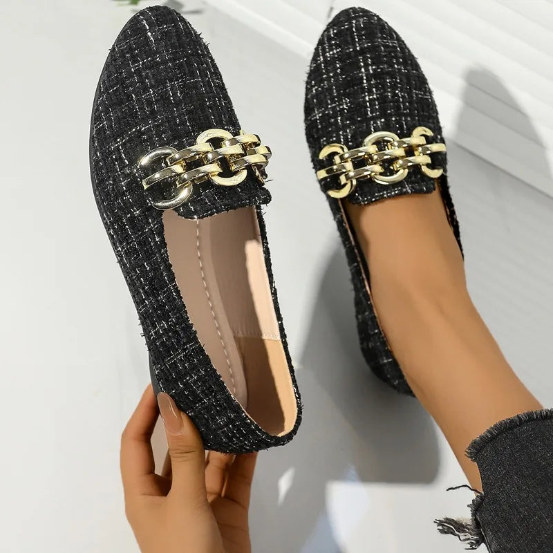 Vivienne Tweed Chain Loafers
