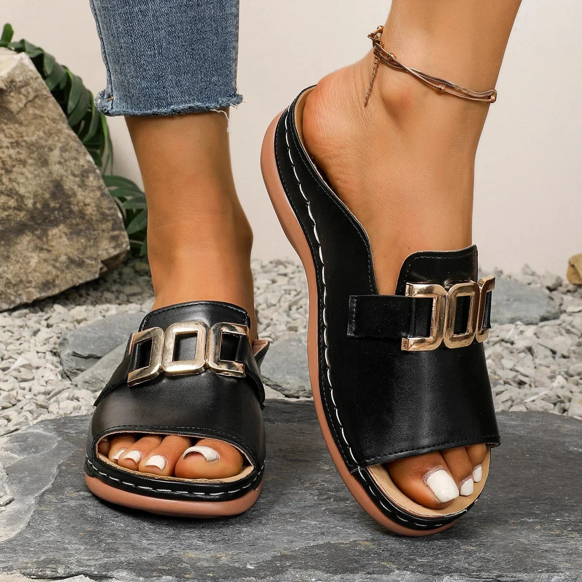 Amara Comfort Buckle Slip-On Sandals