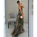 Isabella Floral Chiffon Lace-Up Maxi Dress