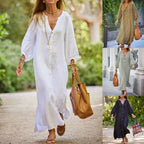 Sofia Cotton Drape Maxi Shirt Dress