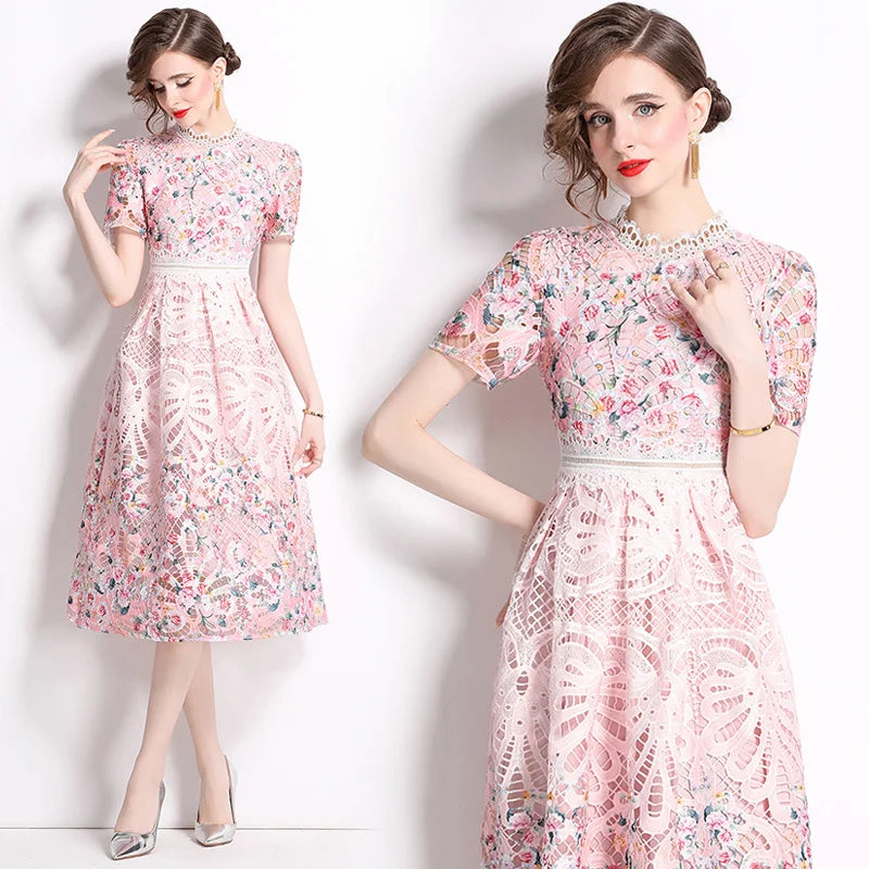 Camille Vintage Lace Midi Dress