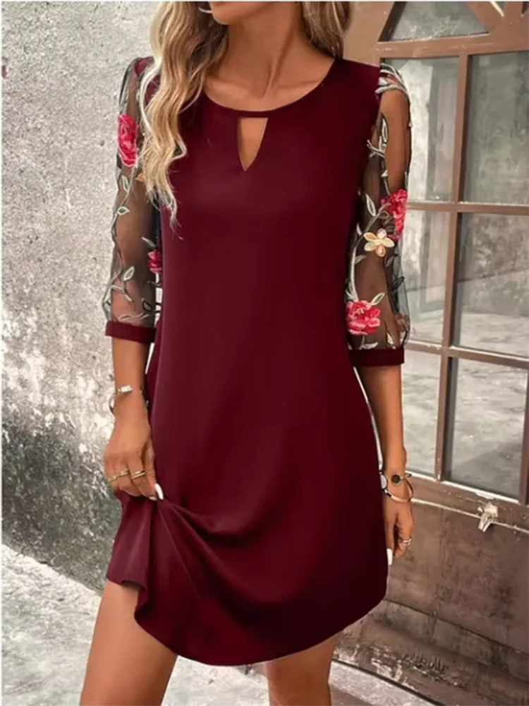 Mia Floral Embroidered Sleeve Dress