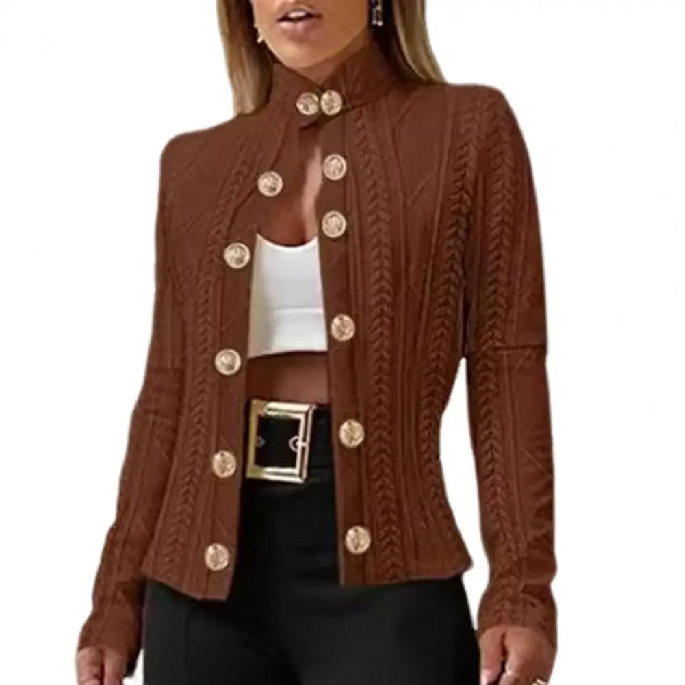 Elena Sculpted Knit Button Blazer
