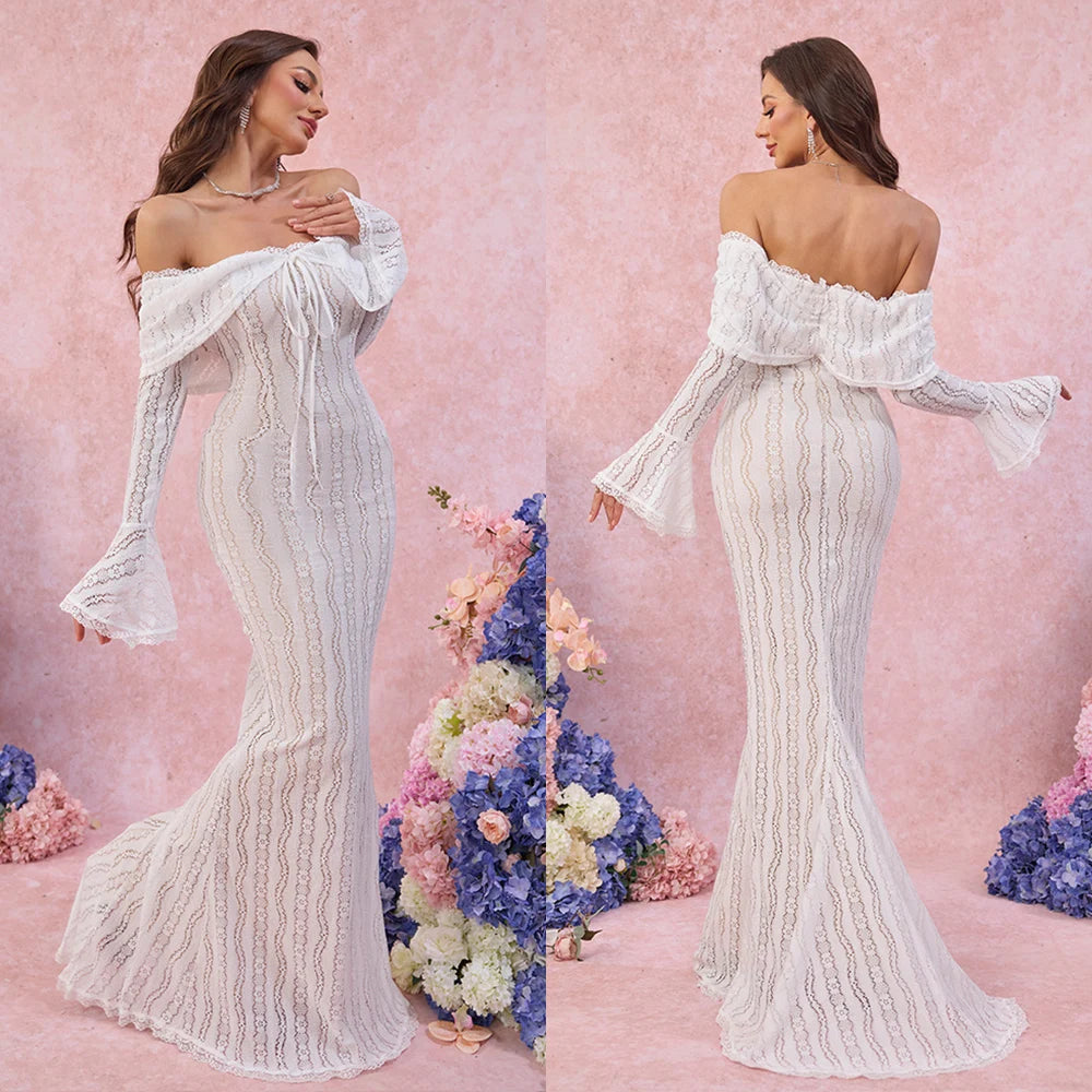 Amoria Lace Off-Shoulder Maxi Dress