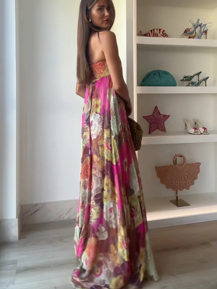 Chloe Bloom Strapless Maxi Dress