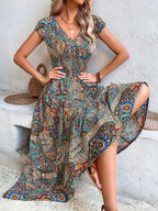 Brianna Boho Paisley Maxi Dress