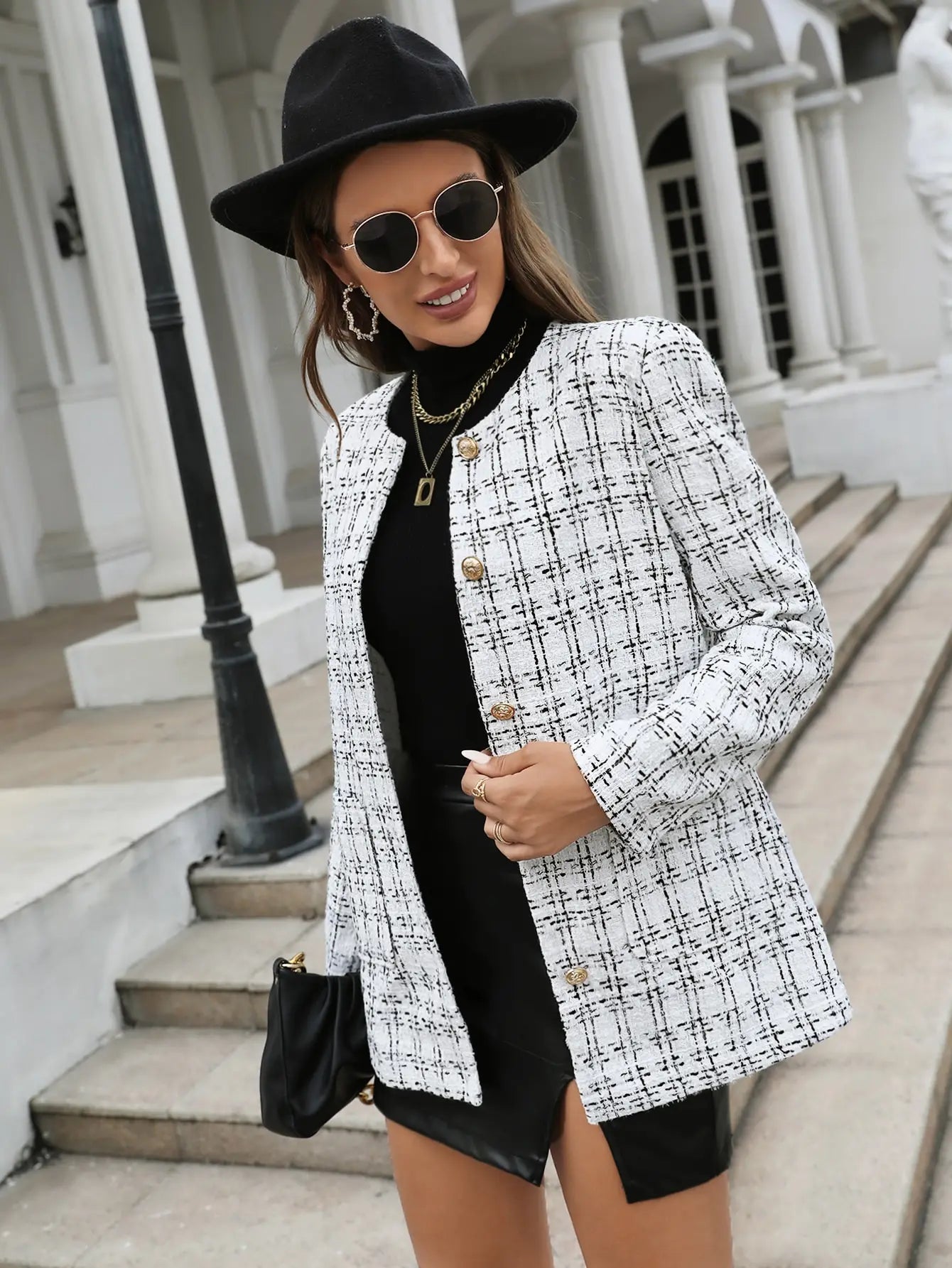Margot Vintage Plaid Button Coat