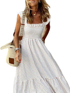 Isla Elegant Plaid Slip Dress