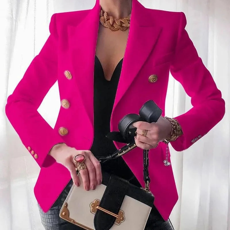 Claudia Gold-Button Tailored Blazer