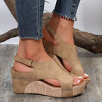 Mia Peep-Toe Wedge Sandals