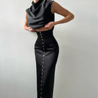 Serena Draped Satin Two-Piece