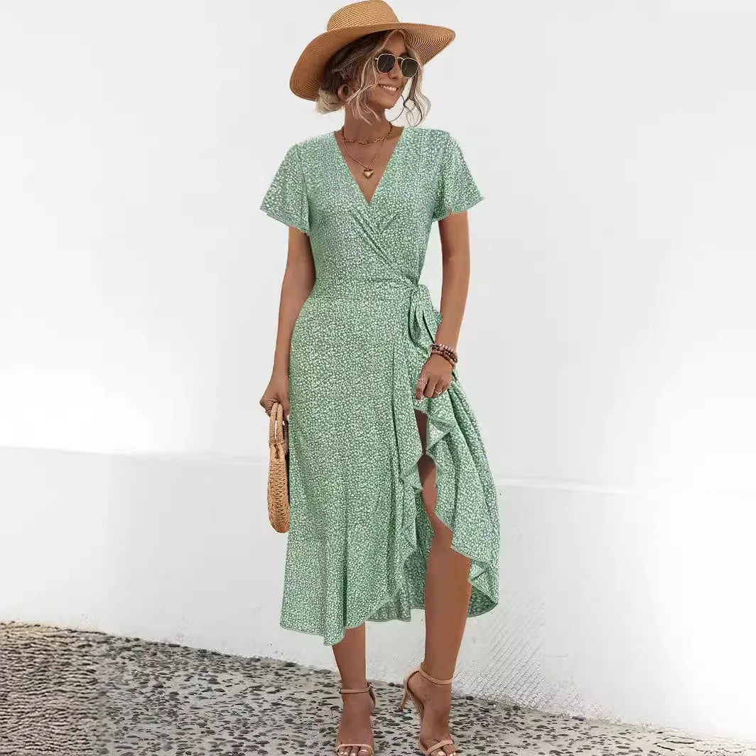 Claire Floral Ruffle Wrap Dress
