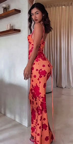 Elena Printed Halter Dress