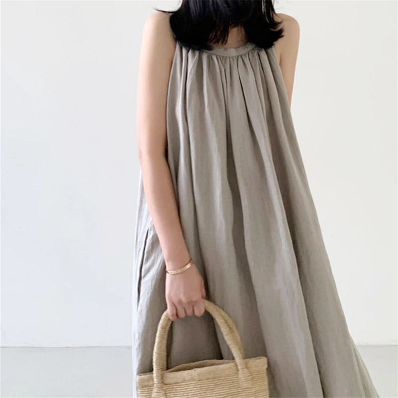 Nora Vintage Cotton Linen Maxi Dress