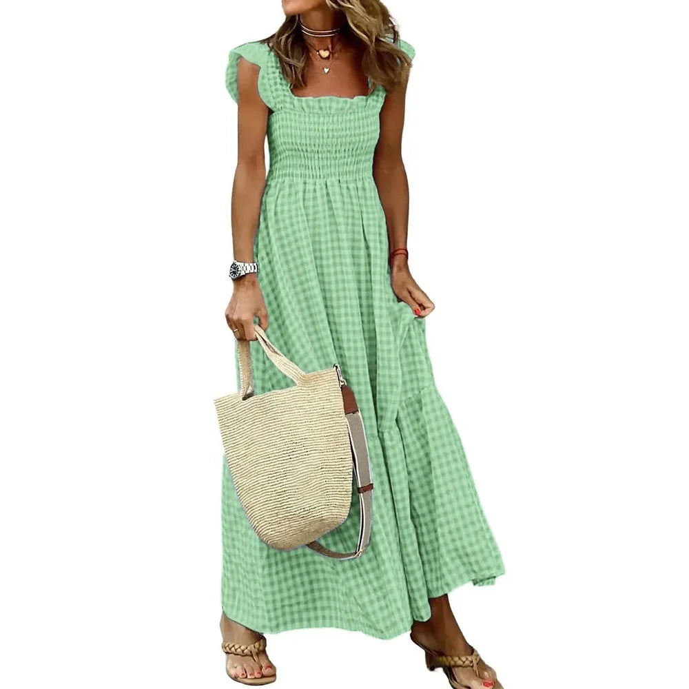 Isla Elegant Plaid Slip Dress