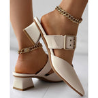 Maribel Buckle Pointed-Toe Heel Sandal