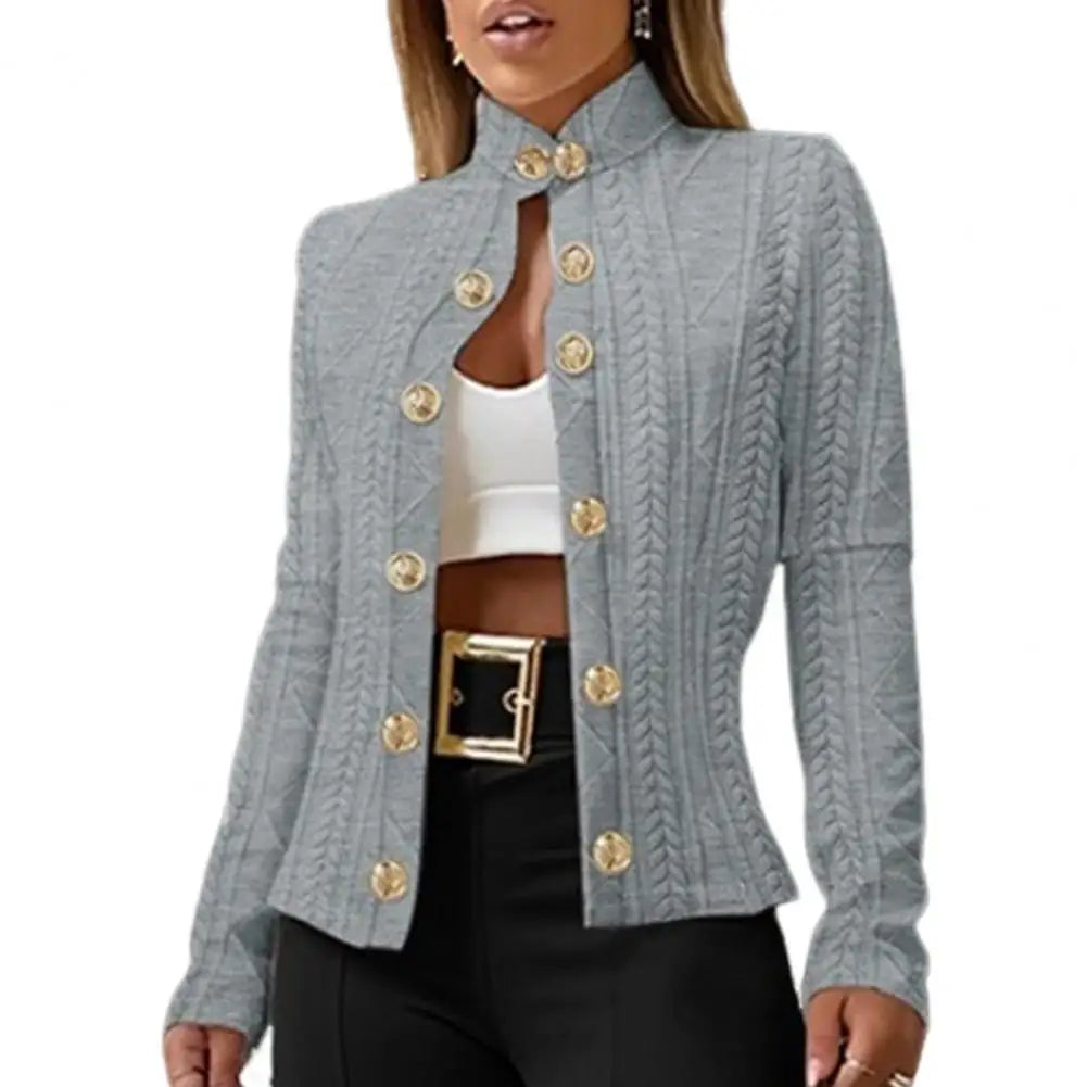 Elena Sculpted Knit Button Blazer