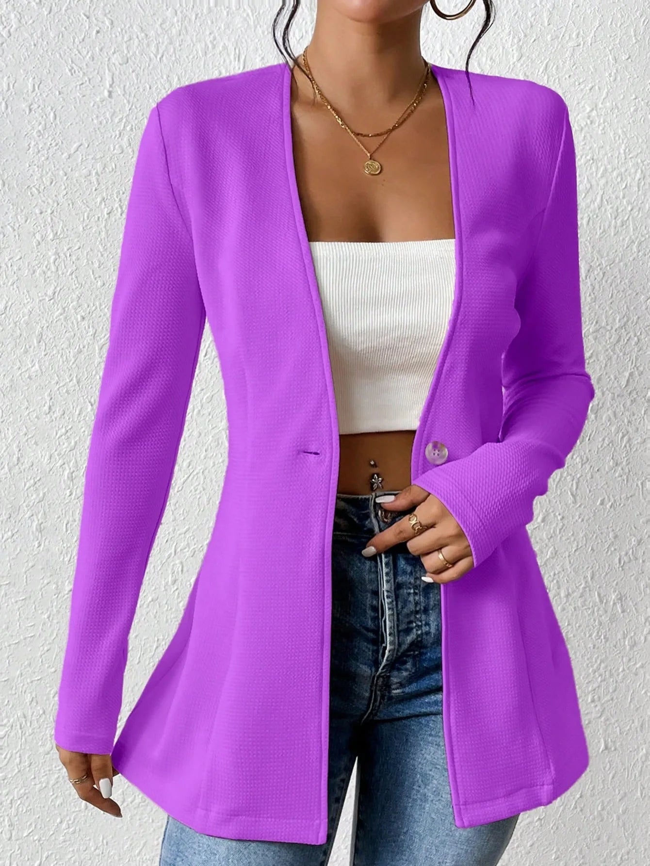 Isla One-Button Slim Blazer