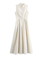 Vivienne Pleated V-Neck Maxi