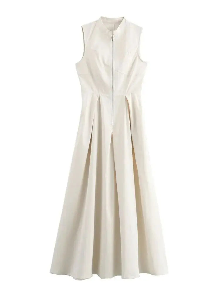 Vivienne Pleated V-Neck Maxi