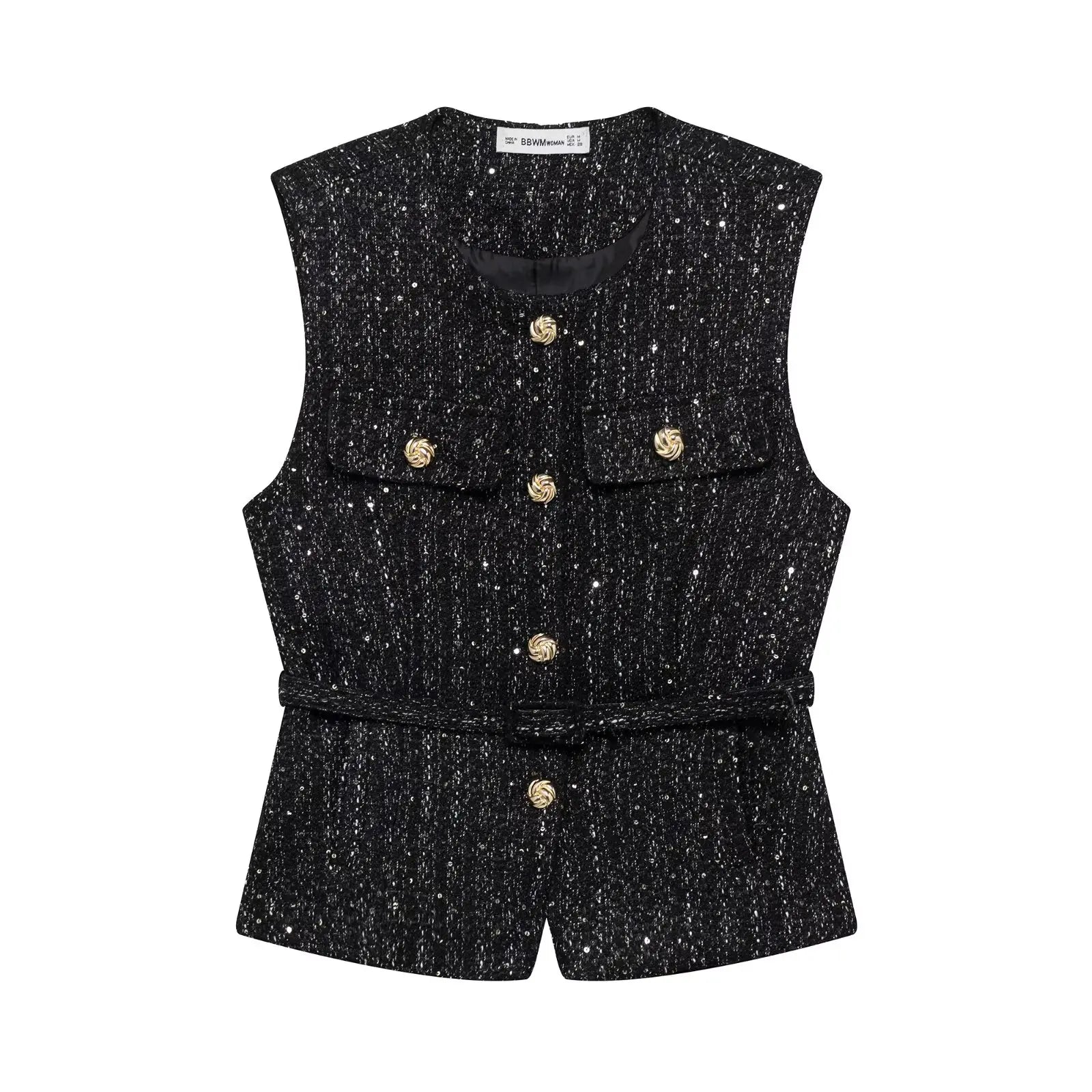 Vivienne Belted Tweed Vest