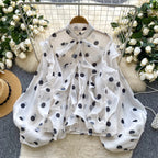 Elise Ruffle Dot Blouse
