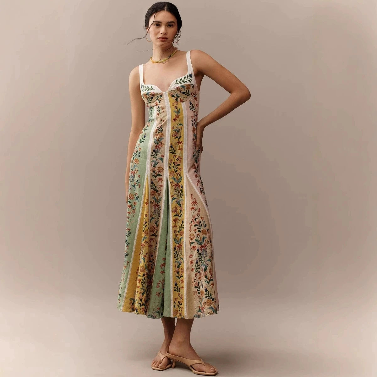 Tania Elegant Linen Maxi Dress