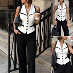 Amélie Contrast Trim Button Vest