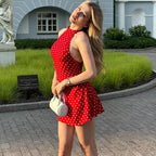 Thalira Backless Polka Dot Dress