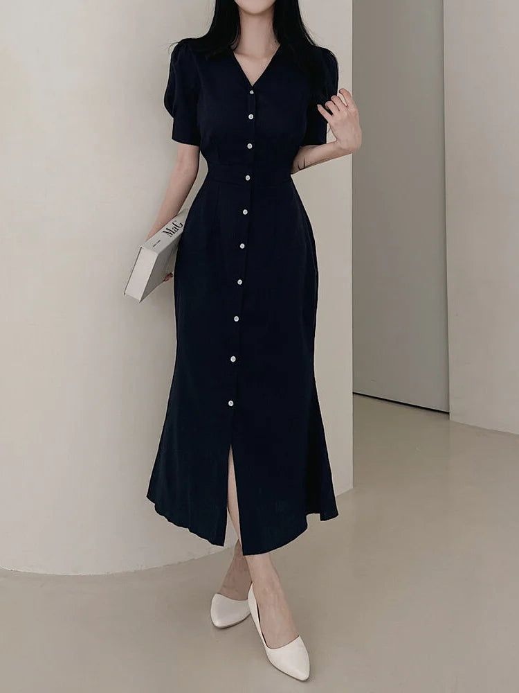 Sophie Elegant V-Neck A-Line Dress