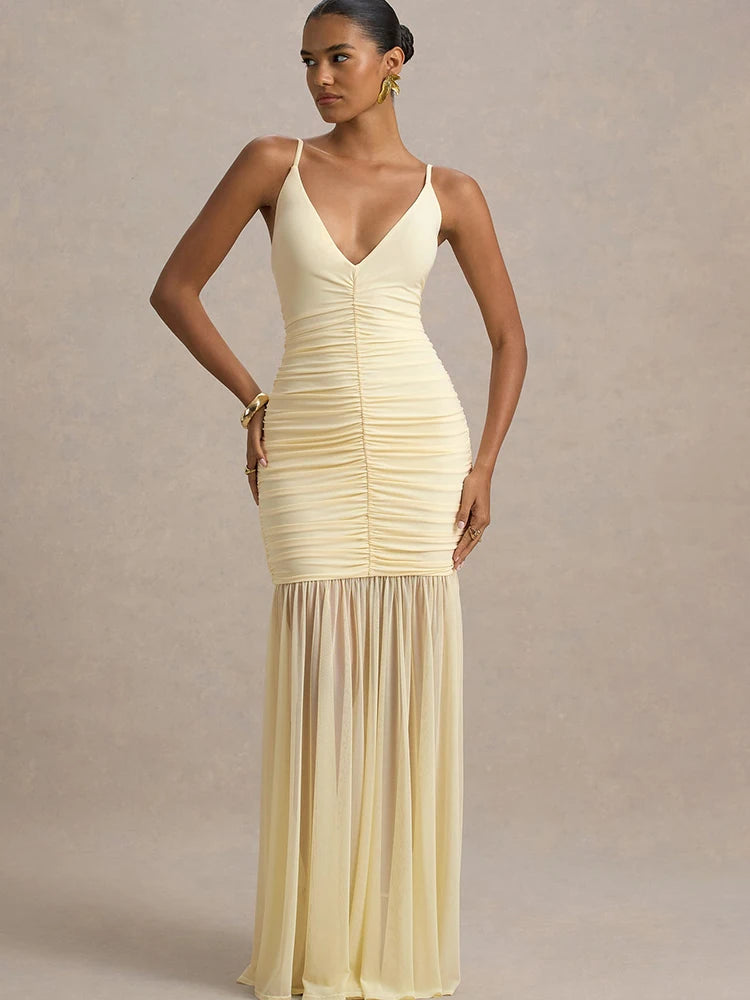 Marivelle V-Neck Ruched Dress