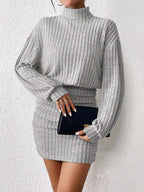 Elena Ribbed Knit High Neck Mini Dress
