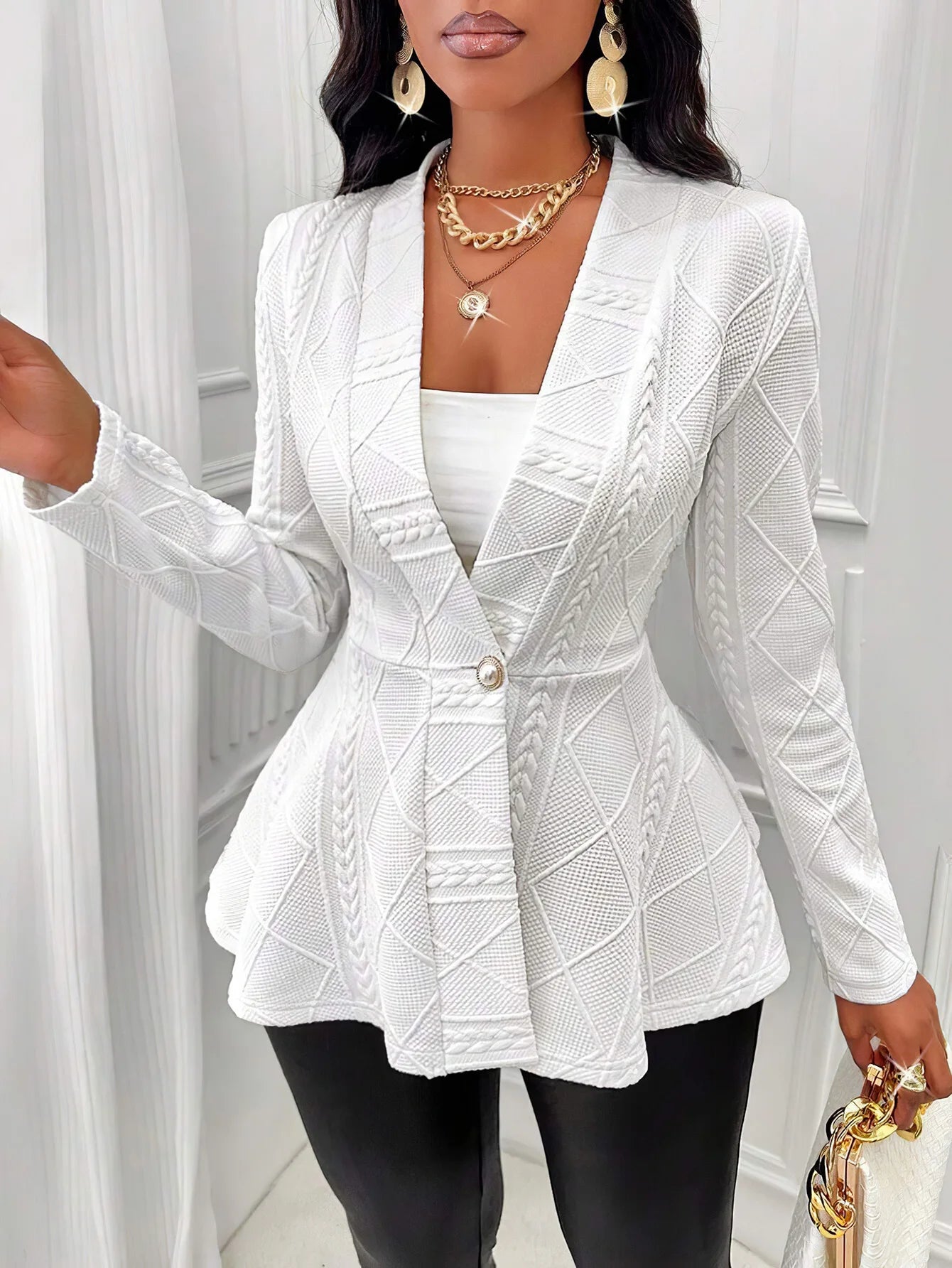 Serena Sculpt Cable Knit Blazer