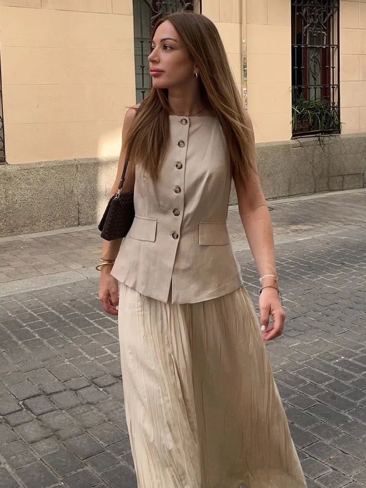 Eva Chic Pleated Midi Dress