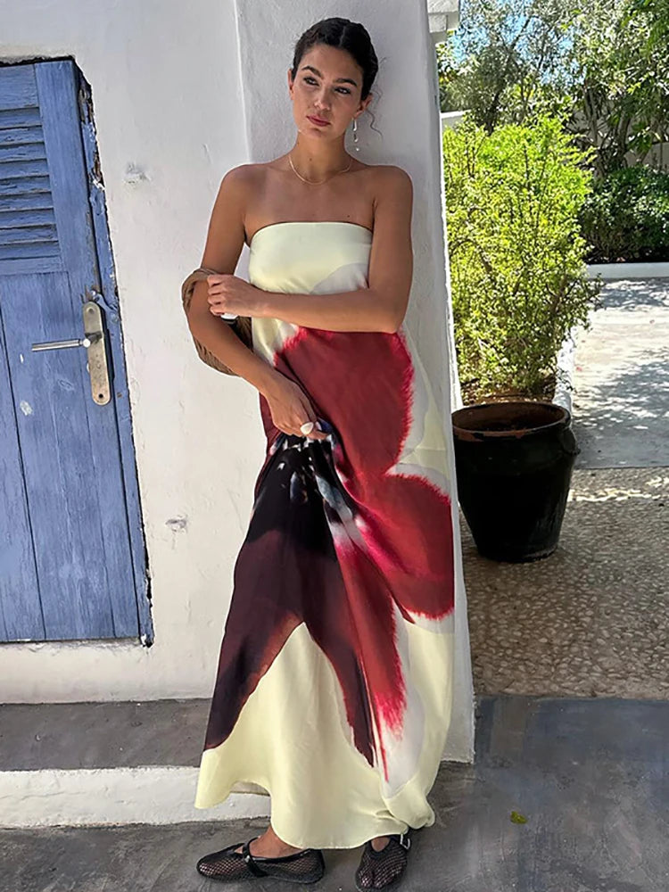 Julissa Belted Backless Tie-Dye Maxi Dress