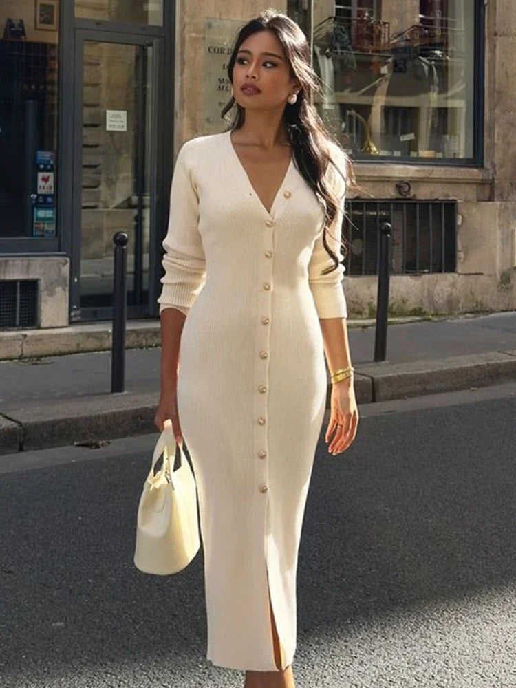 Maris V-Neck Patchwork Maxi