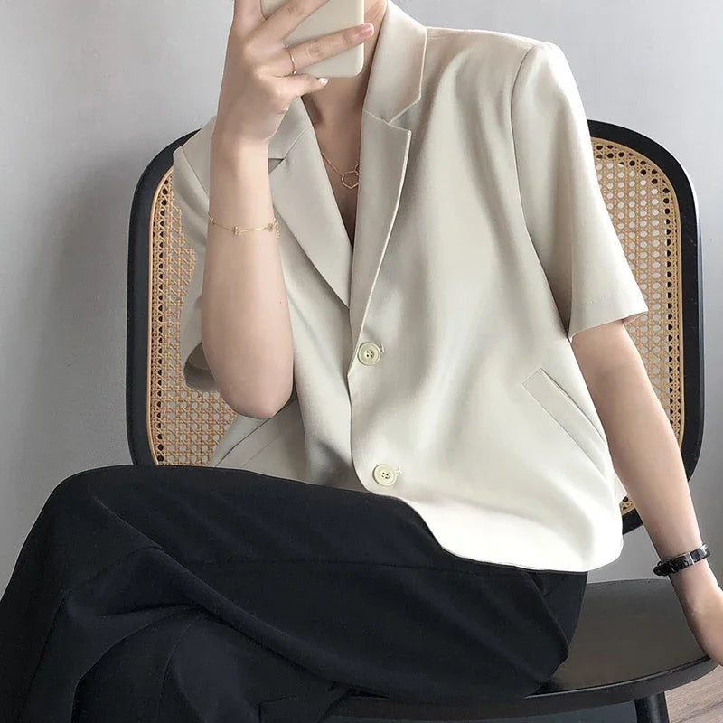 Marisa Short-Sleeve Cropped Blazer
