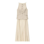 Eva Chic Pleated Midi Dress