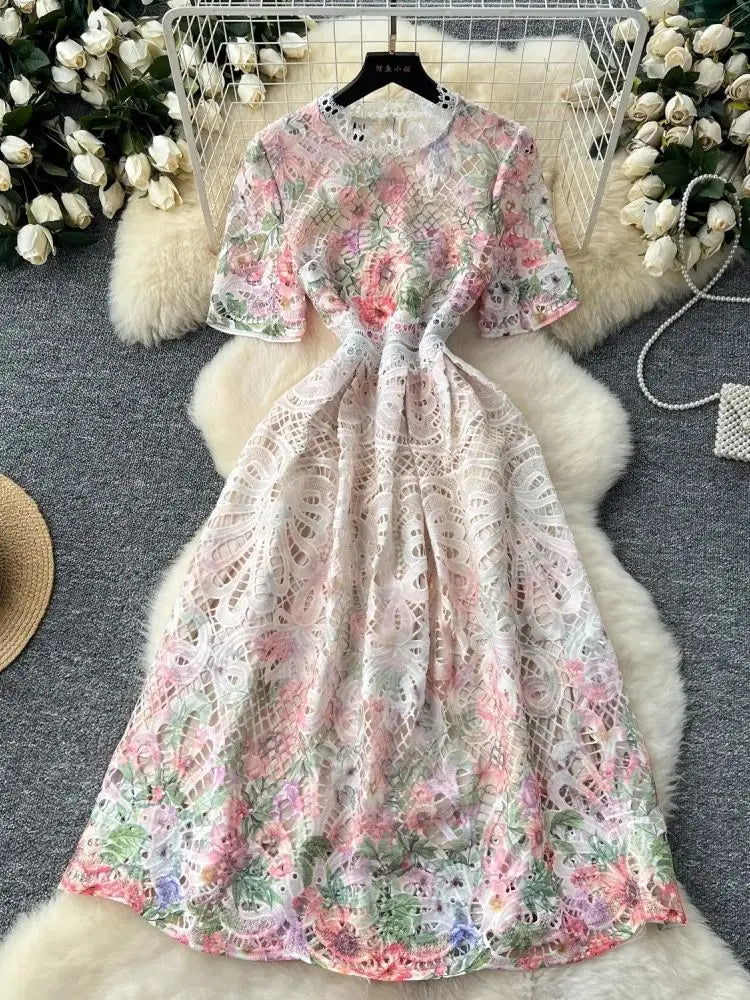 Camille Vintage Lace Midi Dress